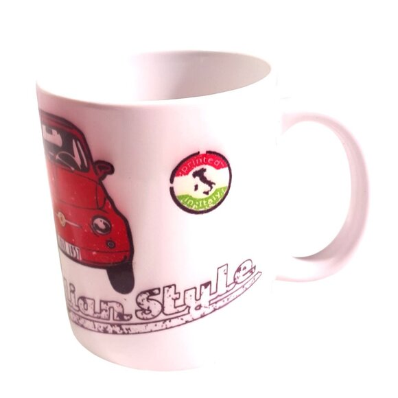 Italian Style Mug With Retro Car Designs Printed In Italy Ceramic Coffee Cup 12o - Picture 3 of 5